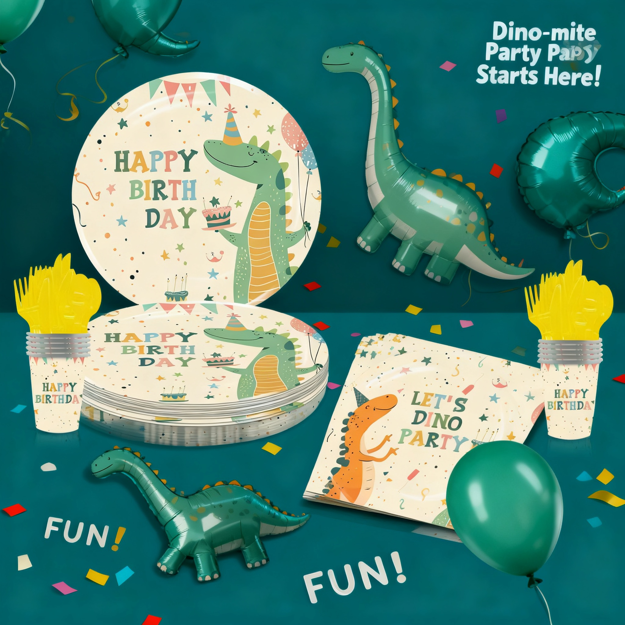 Table Cloth Disposable - Cartoon Dinosaur Party Disposable Tableware Paper