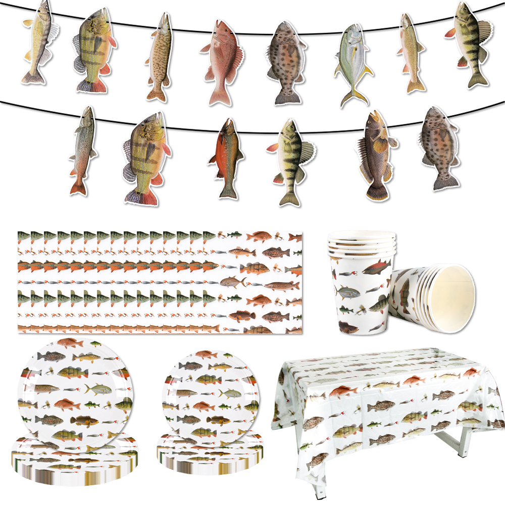 Table Cloth Disposable - Fishing Themed Party Disposable Tableware Set