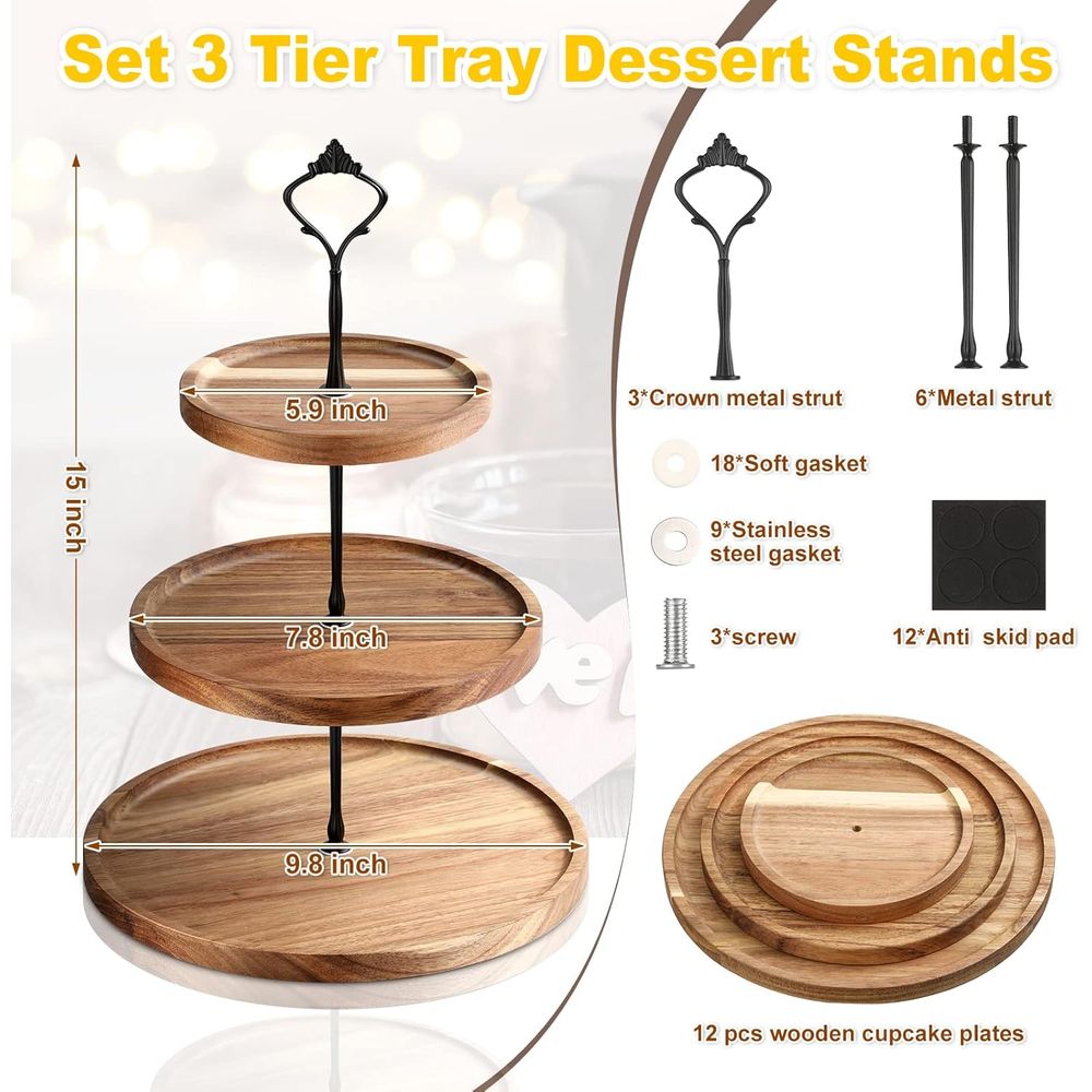3 Set 3 Tier Wood Cupcake Stan – Cupcake Stand Tier recenzja i cena