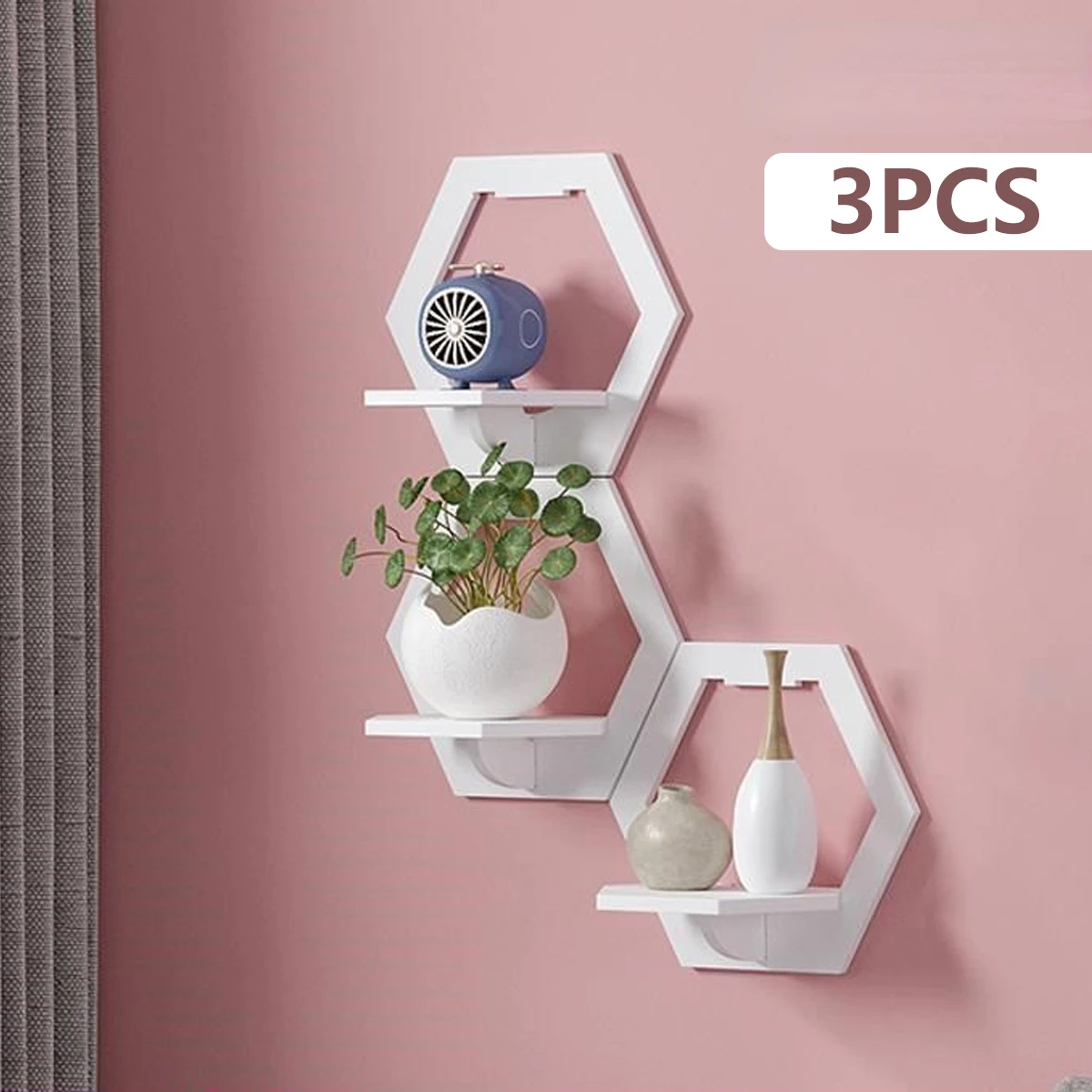 3Pcs Hexagon Wall Shelf Punch  – Flower Wall Panel recenzja i cena