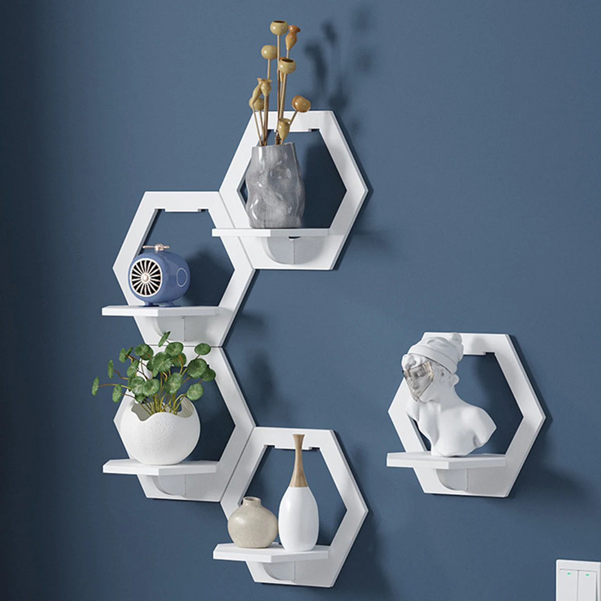 3Pcs Hexagon Wall Shelf Punch  – Flower Wall Panel recenzja i cena