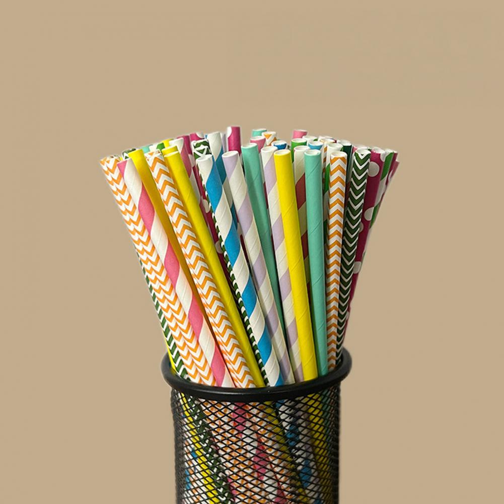 100Pcs Colorful Striped Print  – Paper Straw Color recenzja i cena