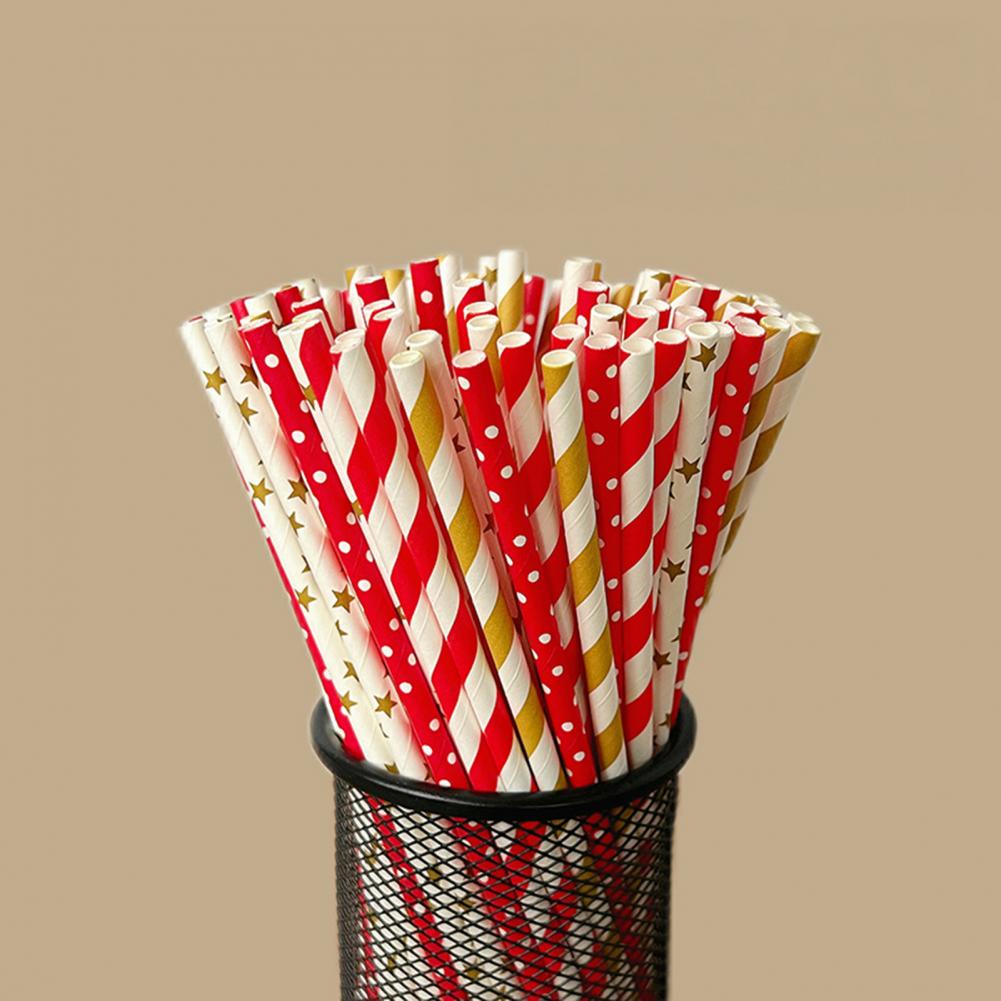 100Pcs Colorful Striped Print  – Paper Straw Color recenzja i cena