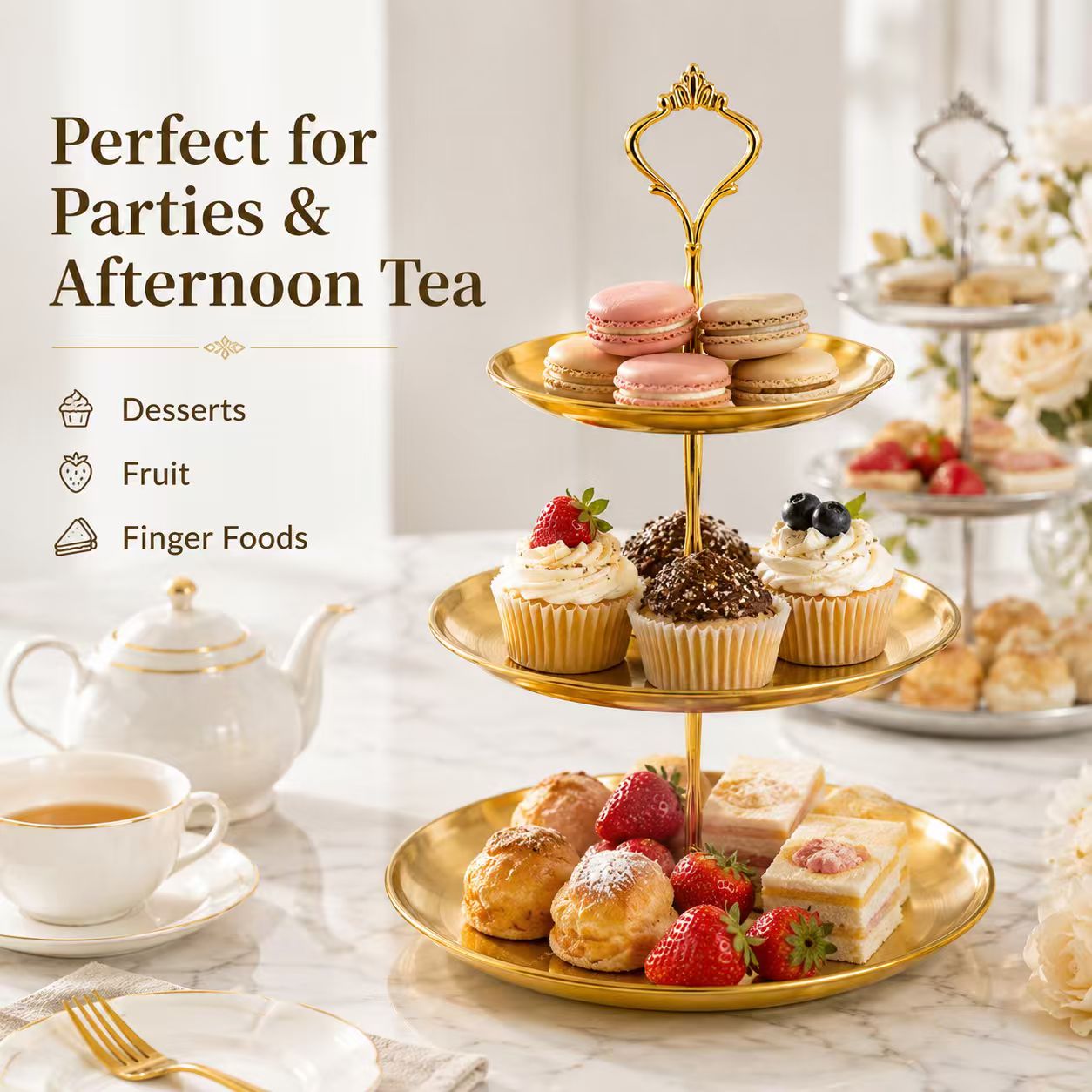 Luxury 3-Tier Gold Cake Stand  – Cupcake Stand Tier recenzja i cena
