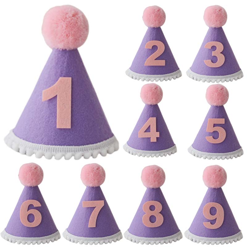Purple Birthday Hat 1 2 3 4 5  – Party Hat Cone recenzja i cena
