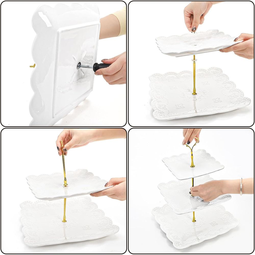 2 Pack 3-Tier White Ceramic Em – Cupcake Stand Tier recenzja i cena