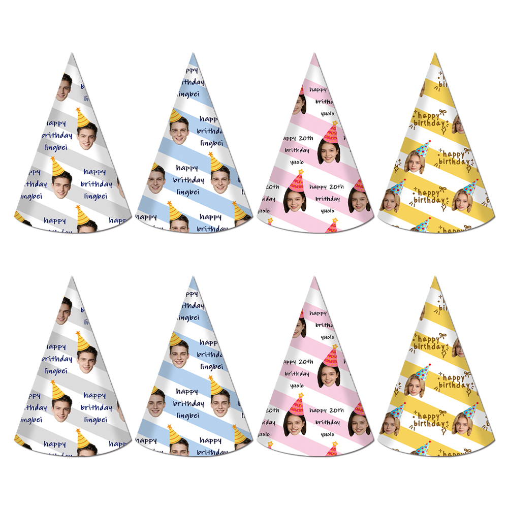 8pcs Custom Text and Photo Fac – Party Hat Cone recenzja i cena