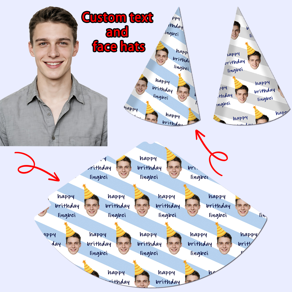 8pcs Custom Text and Photo Fac – Party Hat Cone recenzja i cena