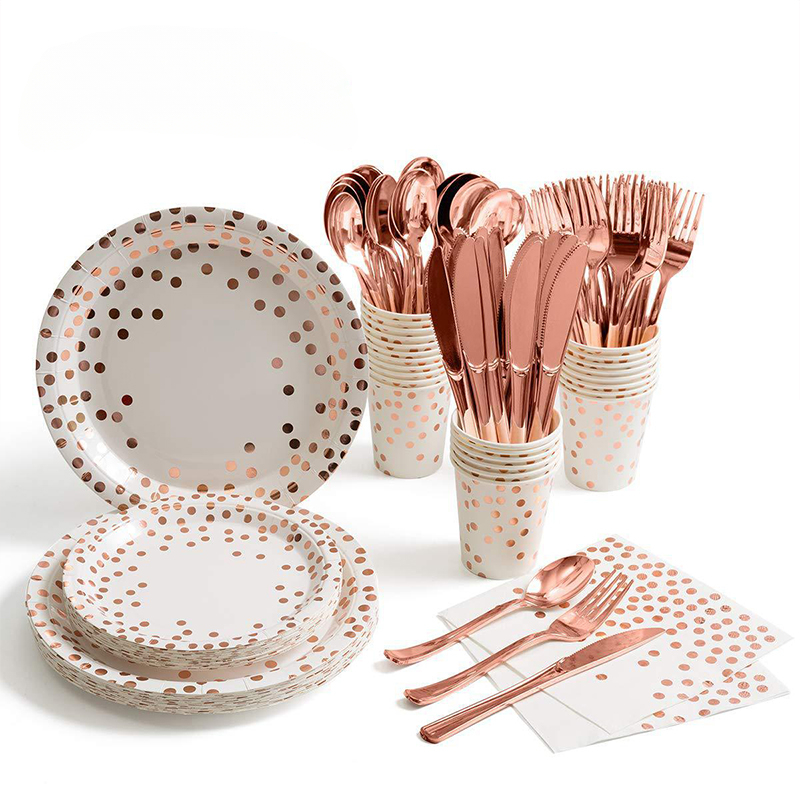 Rose Gold Party Tableware Kit  – Paper Straw Color recenzja i cena