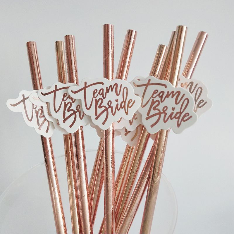 10pcs Team Bride Rose Gold Str – Paper Straw Color recenzja i cena