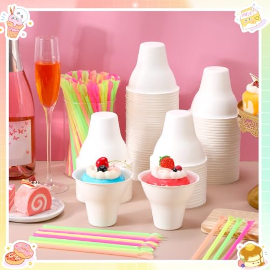 Set Snow Cone Cups and Straws  – Paper Straw Color recenzja i cena