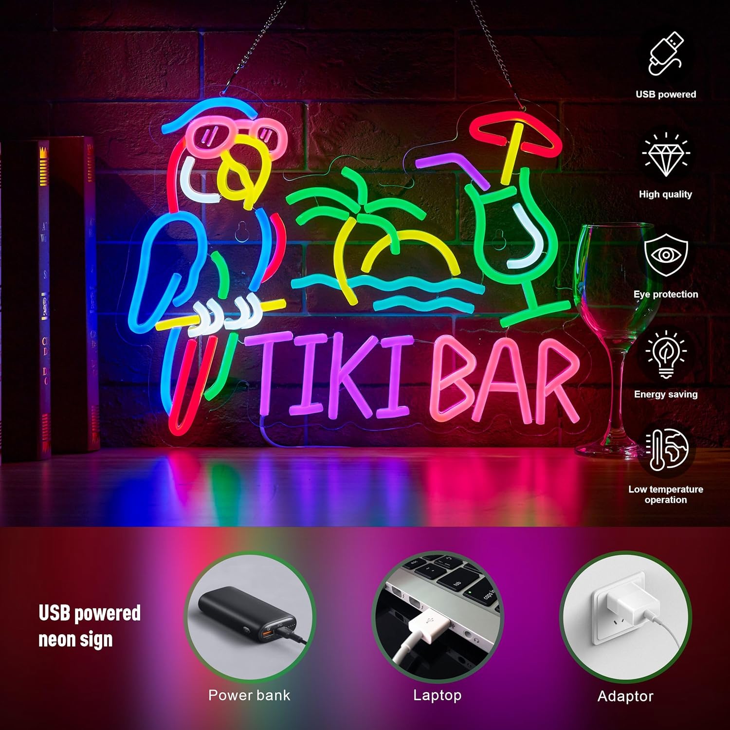 Tiki Bar Parrot Palm Tree Neon – Neon Sign Party recenzja i cena