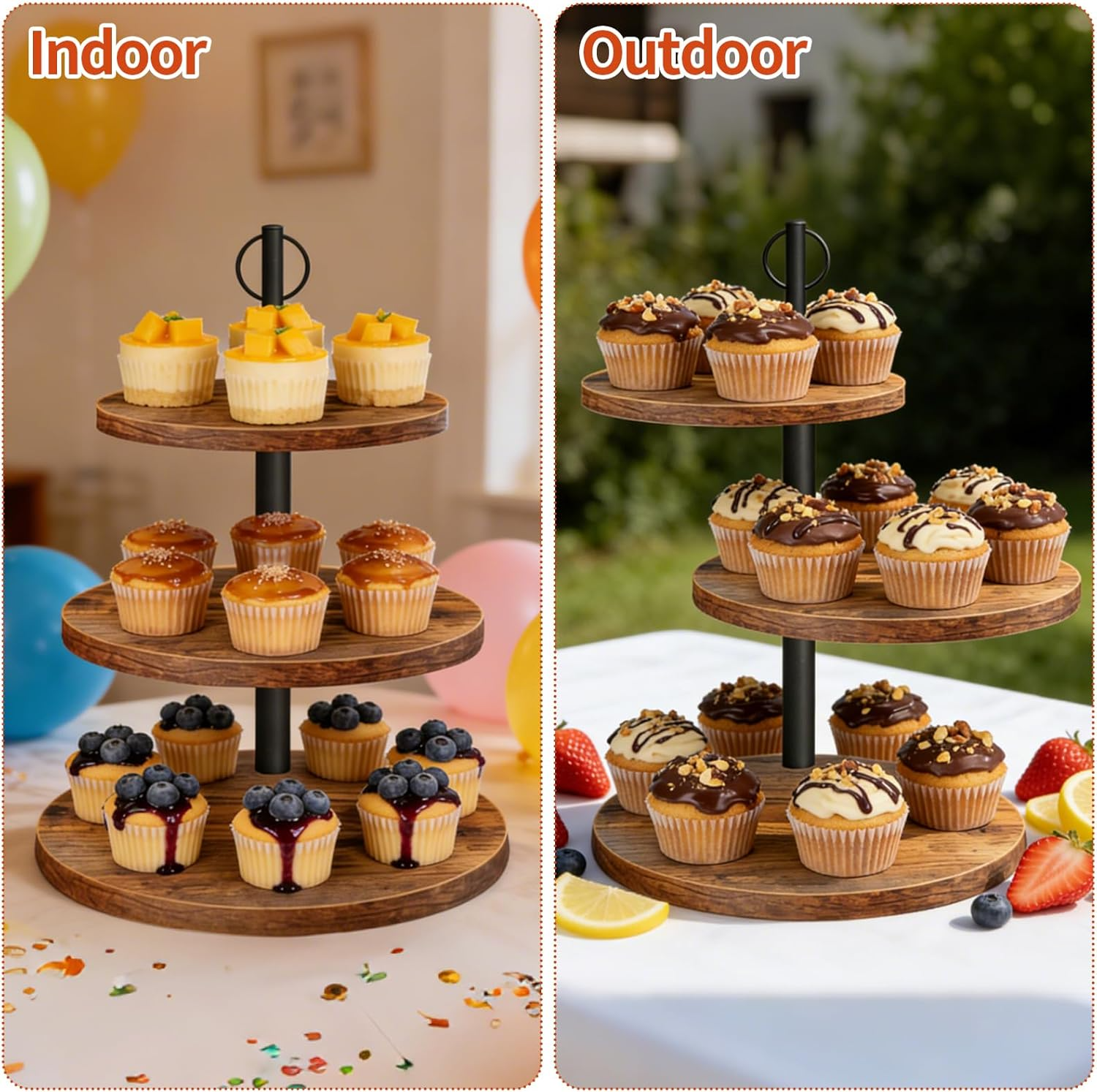 3-Tier Rustic Wood Cupcake Sta – Cupcake Stand Tier recenzja i cena