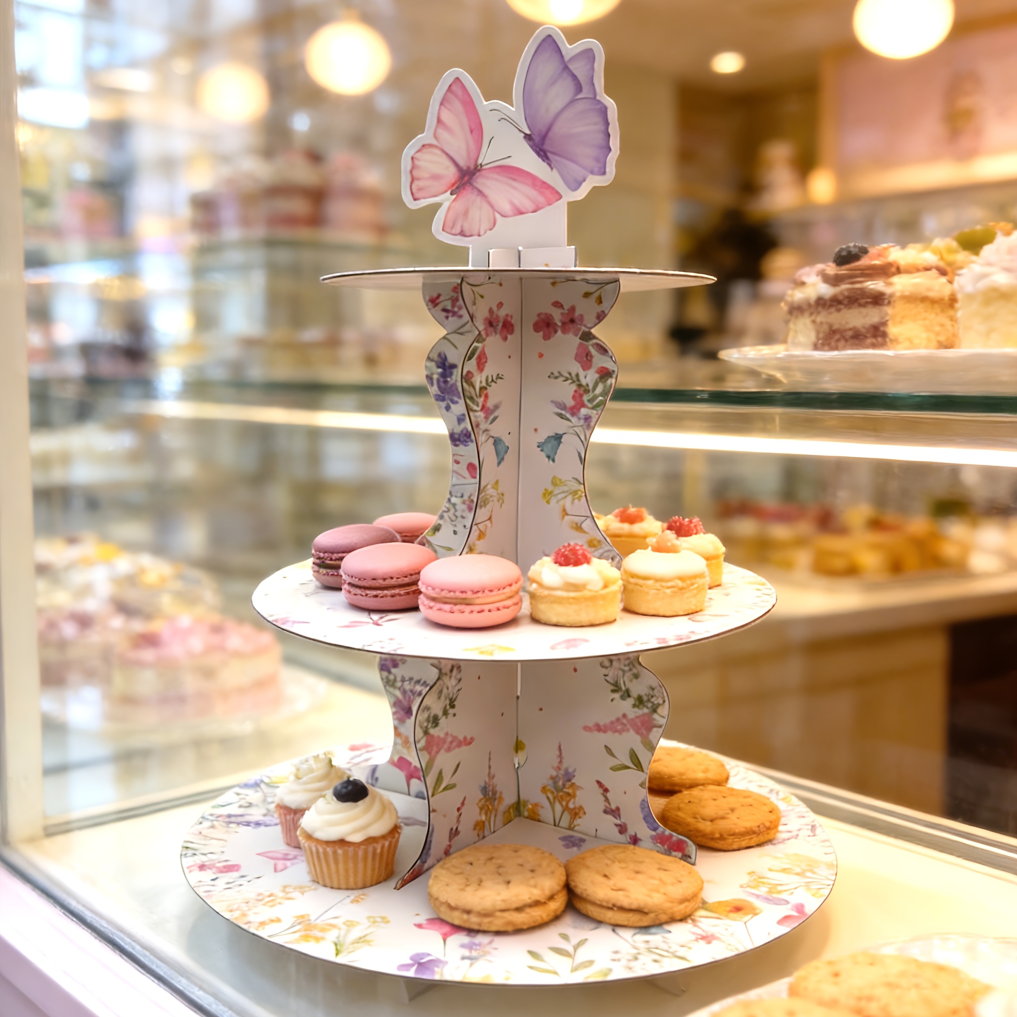 3-Tier Wildflower Butterfly Ca – Cupcake Stand Tier recenzja i cena