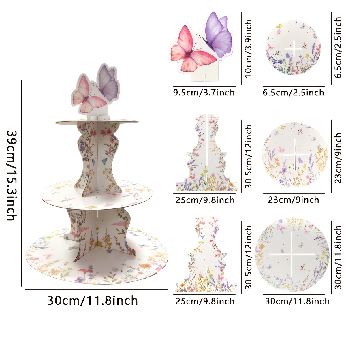 3-Tier Wildflower Butterfly Ca – Cupcake Stand Tier recenzja i cena