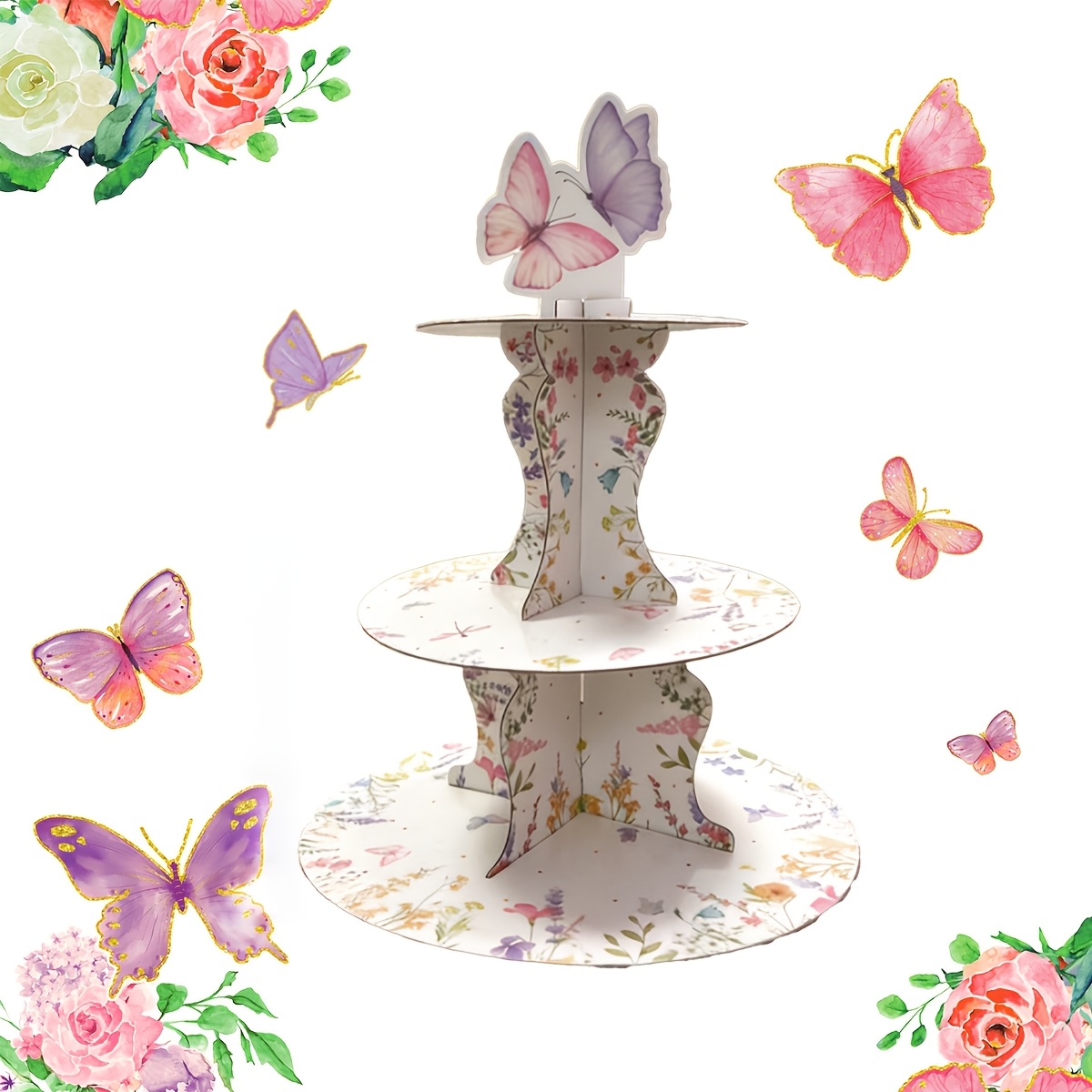 3-Tier Wildflower Butterfly Ca – Cupcake Stand Tier recenzja i cena