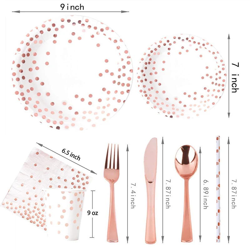 Rose Gold Party Tableware Kit  – Paper Straw Color recenzja i cena