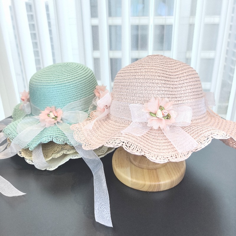 Girls 2pcs Straw Hat Solid Col – Paper Straw Color recenzja i cena