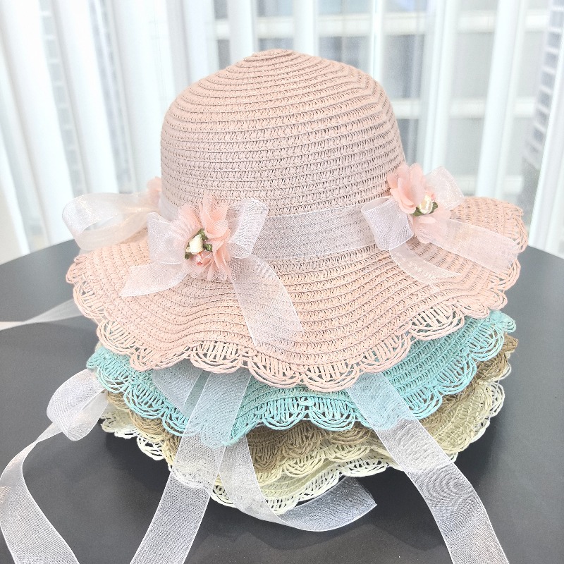 Girls 2pcs Straw Hat Solid Col – Paper Straw Color recenzja i cena